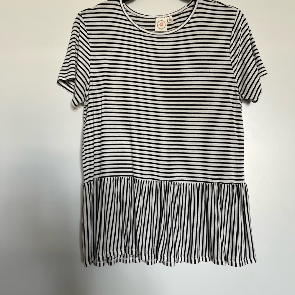 Striped Short Sleeve Babydoll Top